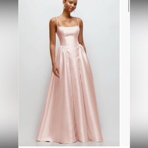 Dessy Collection Pink Satin Prom Dress